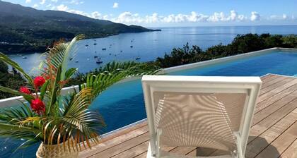 Luxury villa, view of Malendure bay, Cousteau reserve and salt pool