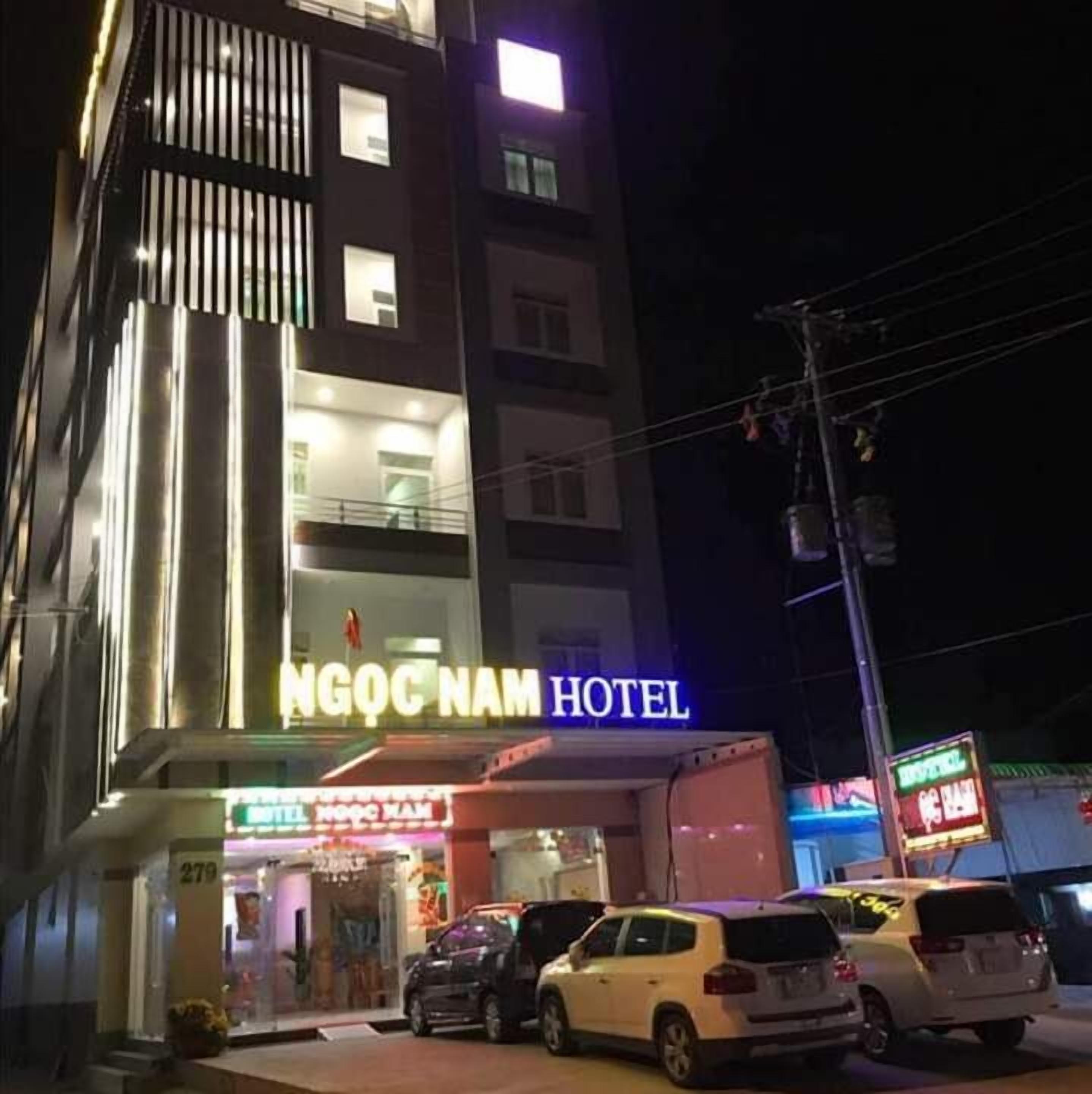 A hotel with a prominent sign reading "NGOC NAM HOTEL".