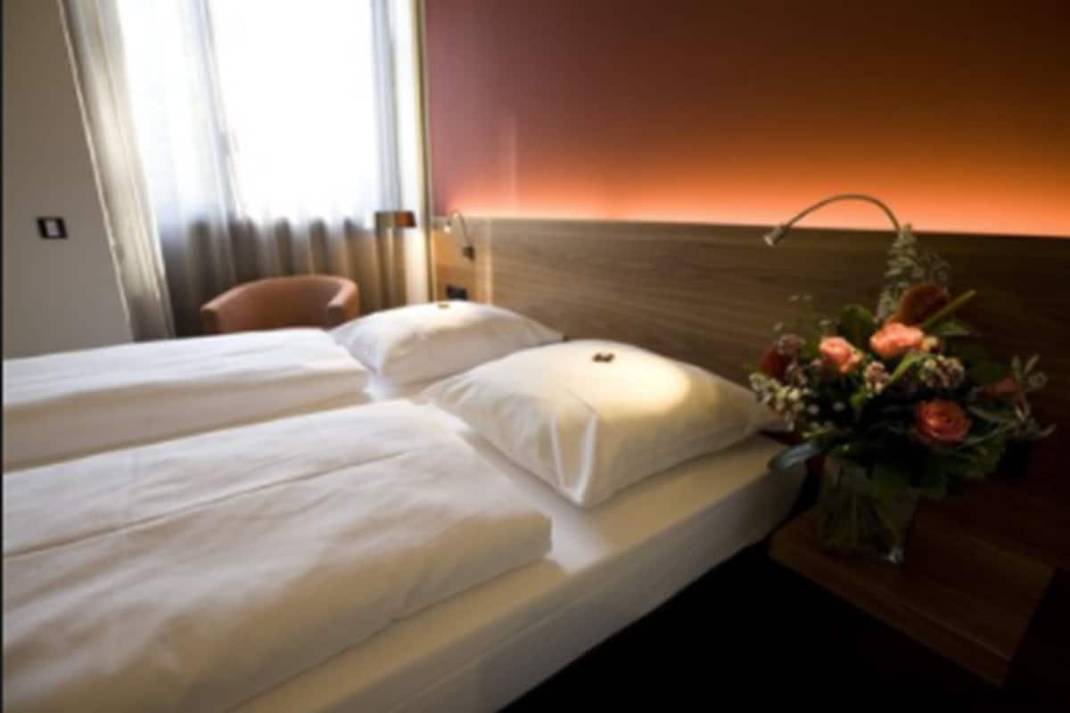Habitación empresarial doble | Ropa de cama hipoalergénica, escritorio, insonorización y wifi gratis