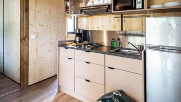 Chalet | Private kitchen | Stovetop, high chair, cookware/dishes/utensils, cleaning supplies