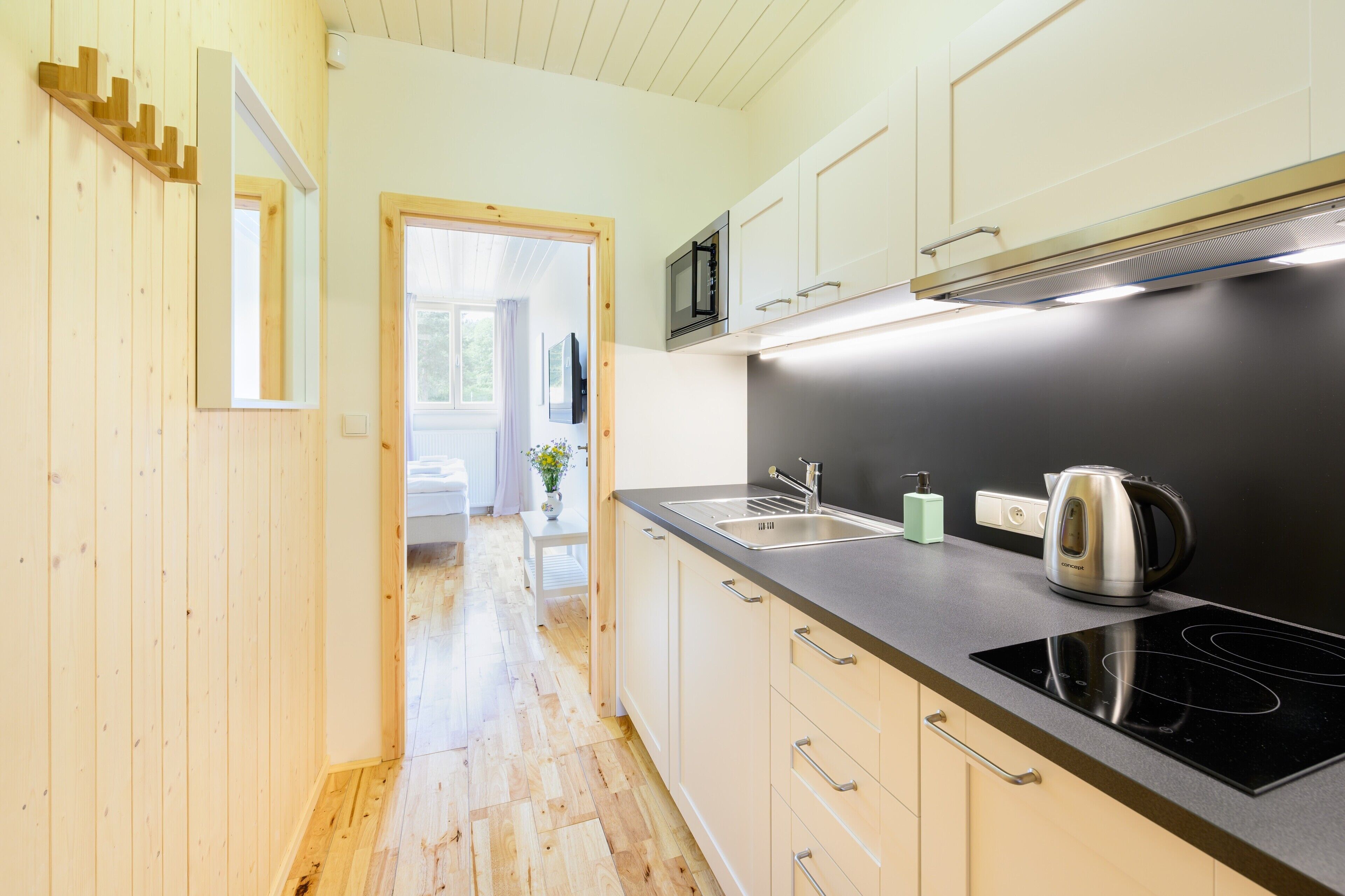 Apartment 6 - Church View | Private kitchen | Fridge, microwave, stovetop, cookware/dishes/utensils