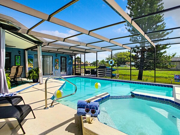 Piscine extérieure, piscine chauffée