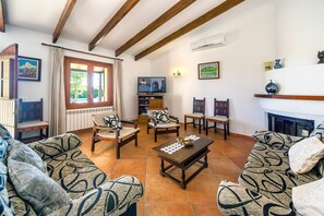 TV, fireplace - Rural villa with pool – Villa Tabo (Selva)