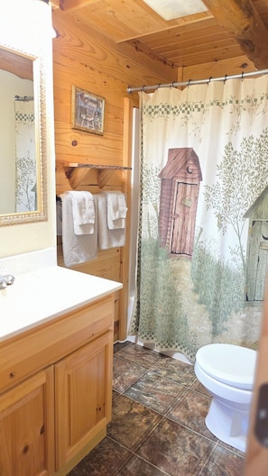 Duschwanne, Haartrockner, Handtücher