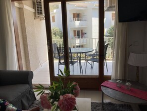 Télévision, lecteur de DVD, livres