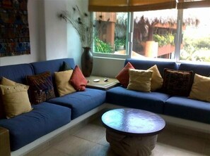 TV, DVD player, video library