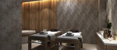 Sauna, hot tub, steam room, body treatments, mud baths, aromatherapy