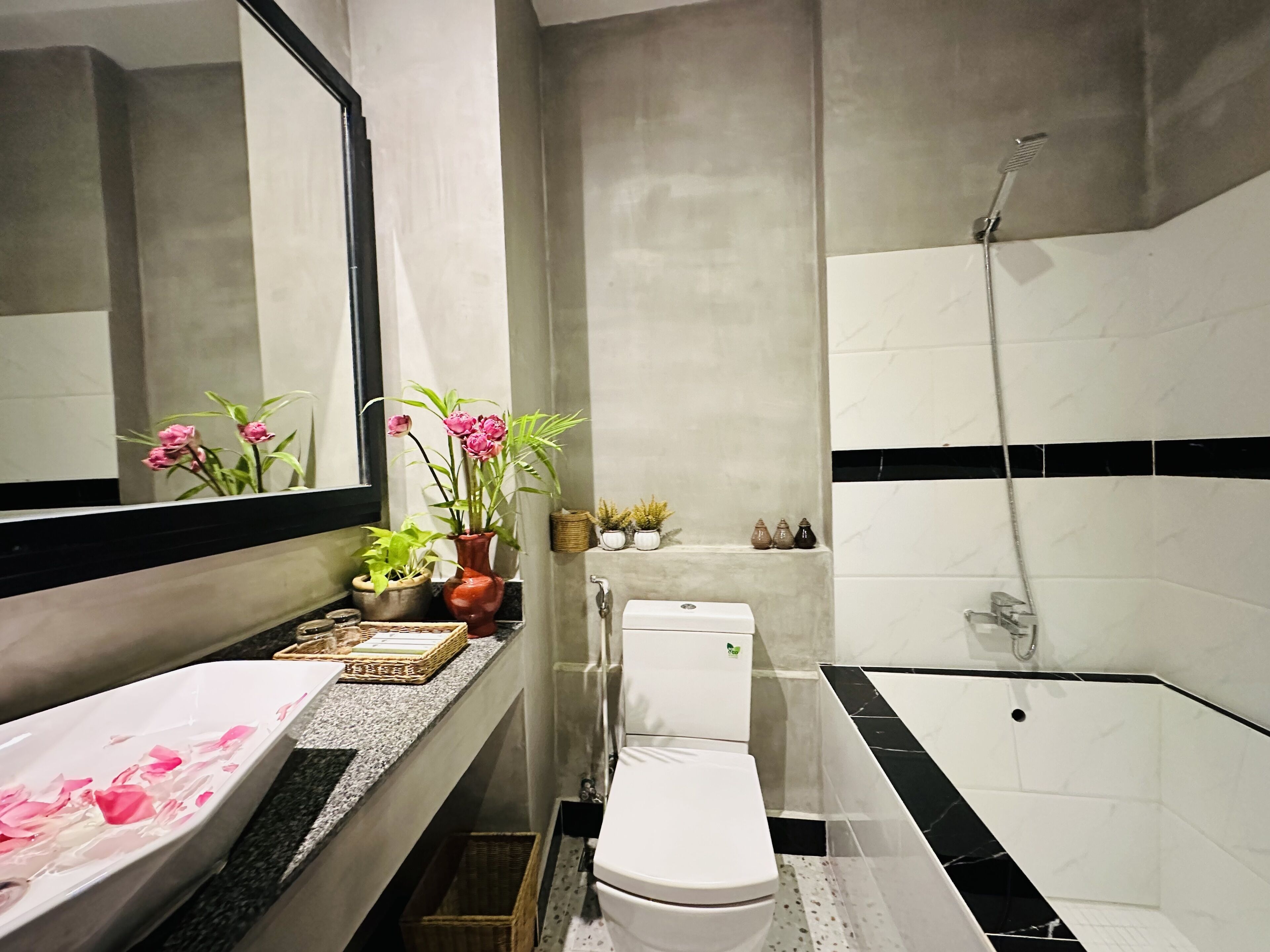 family room, balcony, pool view (free bus station pick up) | bathroom | free toiletries, hair dryer, bathrobes, towels