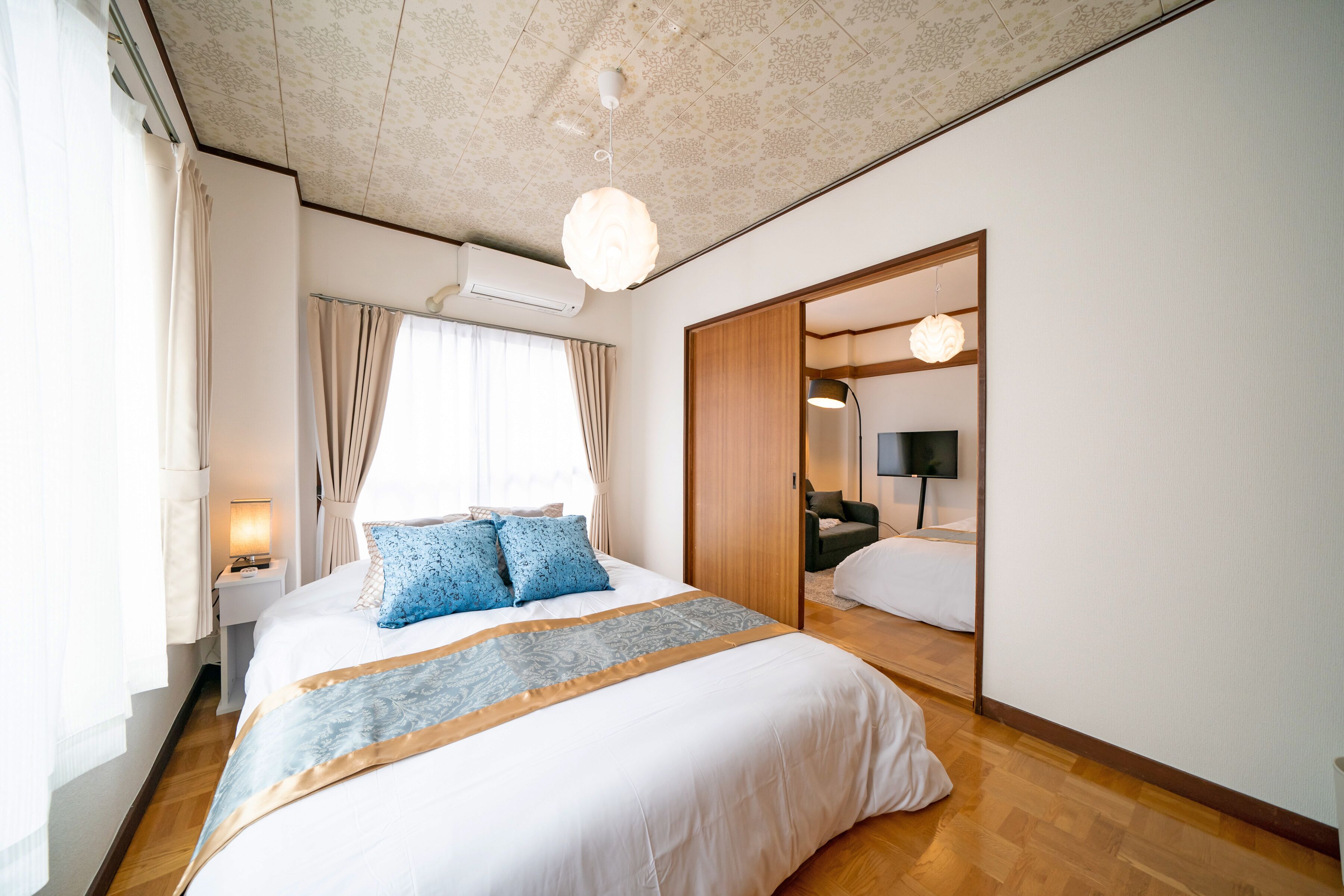 2 bedrooms, blackout drapes, free WiFi, bed sheets