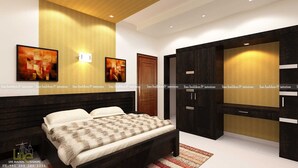 Un dormitorio moderno con una cama grande, un armario y dos lámparas fijadas a la pared.