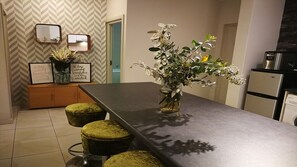 Apartment | Private kitchen | Full-size fridge, microwave, oven, stovetop