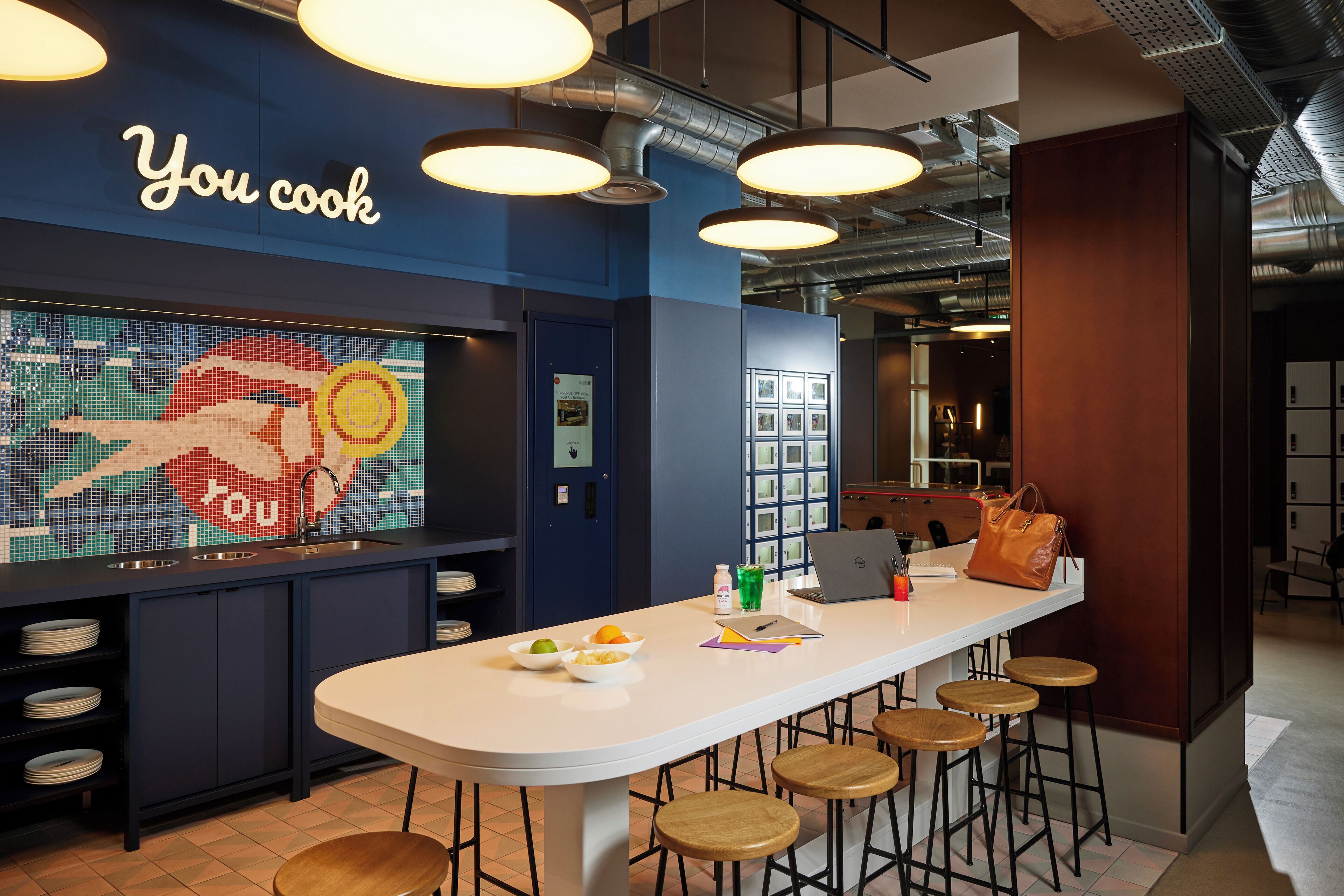 fridge, microwave, high chair