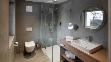 Dusche, Regendusche, Haartrockner, Handtücher