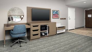 Een kluis op de kamer, een bureau, een laptopwerkplek, gratis babybedden