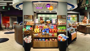 A 24/7 market with a variety of snacks and beverages.