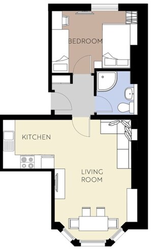 Apartment (1 Bedroom) | Floor plan - Cosy Sea Front Apartment Sleeps 6 (Hove)