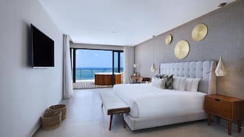 Habitación presidencial, 3 habitaciones, frente al mar | Ropa de cama de alta calidad, minibar, caja fuerte y escritorio