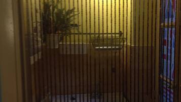 Fridge, stovetop, electric kettle, cookware/dishes/utensils