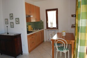 Fridge, coffee/tea maker, cookware/dishes/utensils