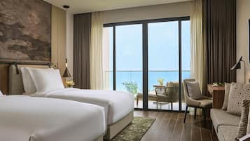 Superior-Zweibettzimmer, 2Â Einzelbetten, Balkon, Meerblick | Hochwertige Bettwaren, Daunenbettdecken, Minibar, Zimmersafe