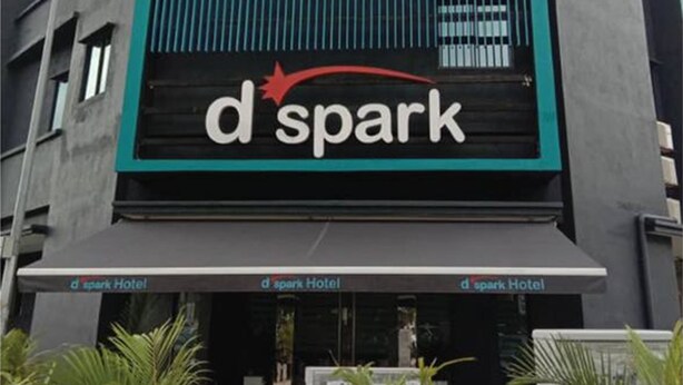 A modern hotel building with a prominent 'd spark Hotel' sign. - D'Spark Hotel Bayu Tinggi (Klang)