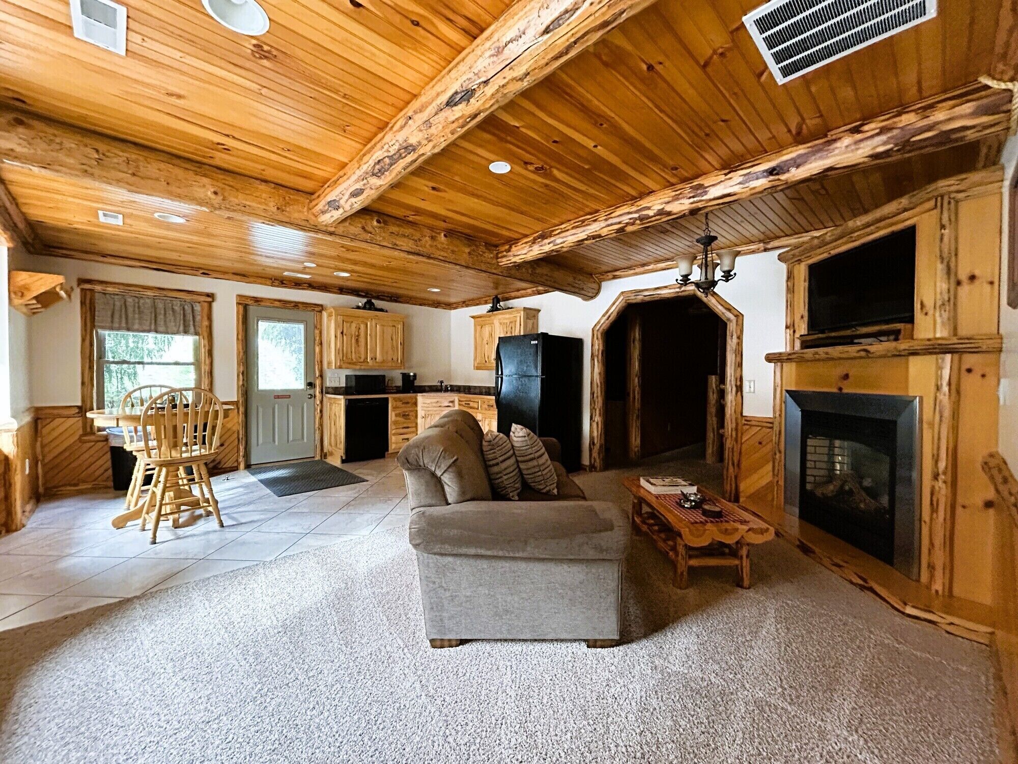TV, fireplace, DVD player, video library