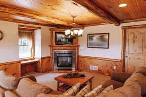 TV, fireplace, DVD player, video library - Countryside Overlook Suite: Luxury, Lodge Suite in Amish Country, Ohio. (Dundee)