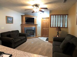 TV, fireplace, DVD player