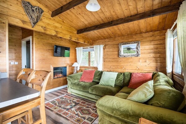 Fernseher, Kamin, Bücher