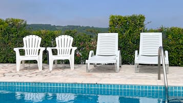 Outdoor pool, sun loungers