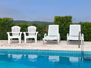 Outdoor pool, sun loungers