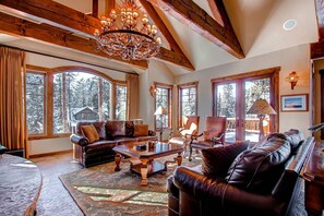 House, Multiple Beds (Rustic Timber Lodge) | Living room | Flat-screen TV, fireplace - Rustic Timber Lodge (Breckenridge)