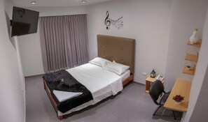 Desk, free WiFi, bed sheets
