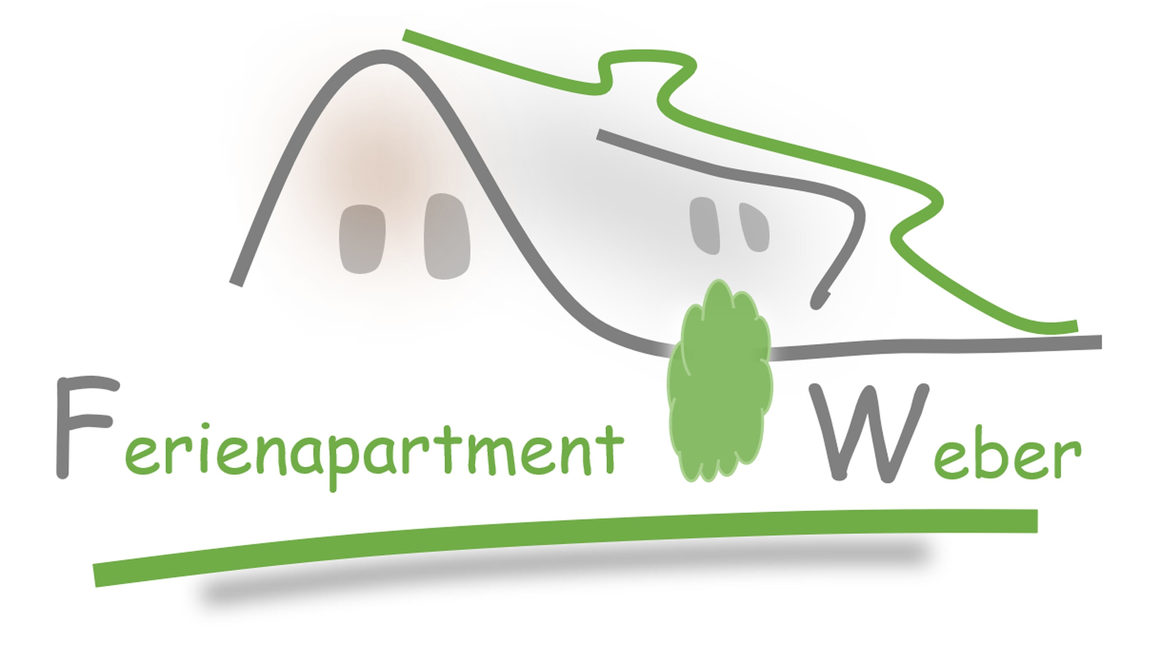 A stylized logo for 'Ferienapartment Weber' with a house outline and a tree.