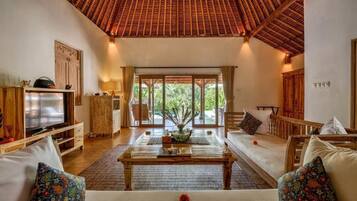 Flat-screen TV, DVD player