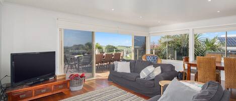 Tv, dvd-afspiller, bøger, videobibliotek