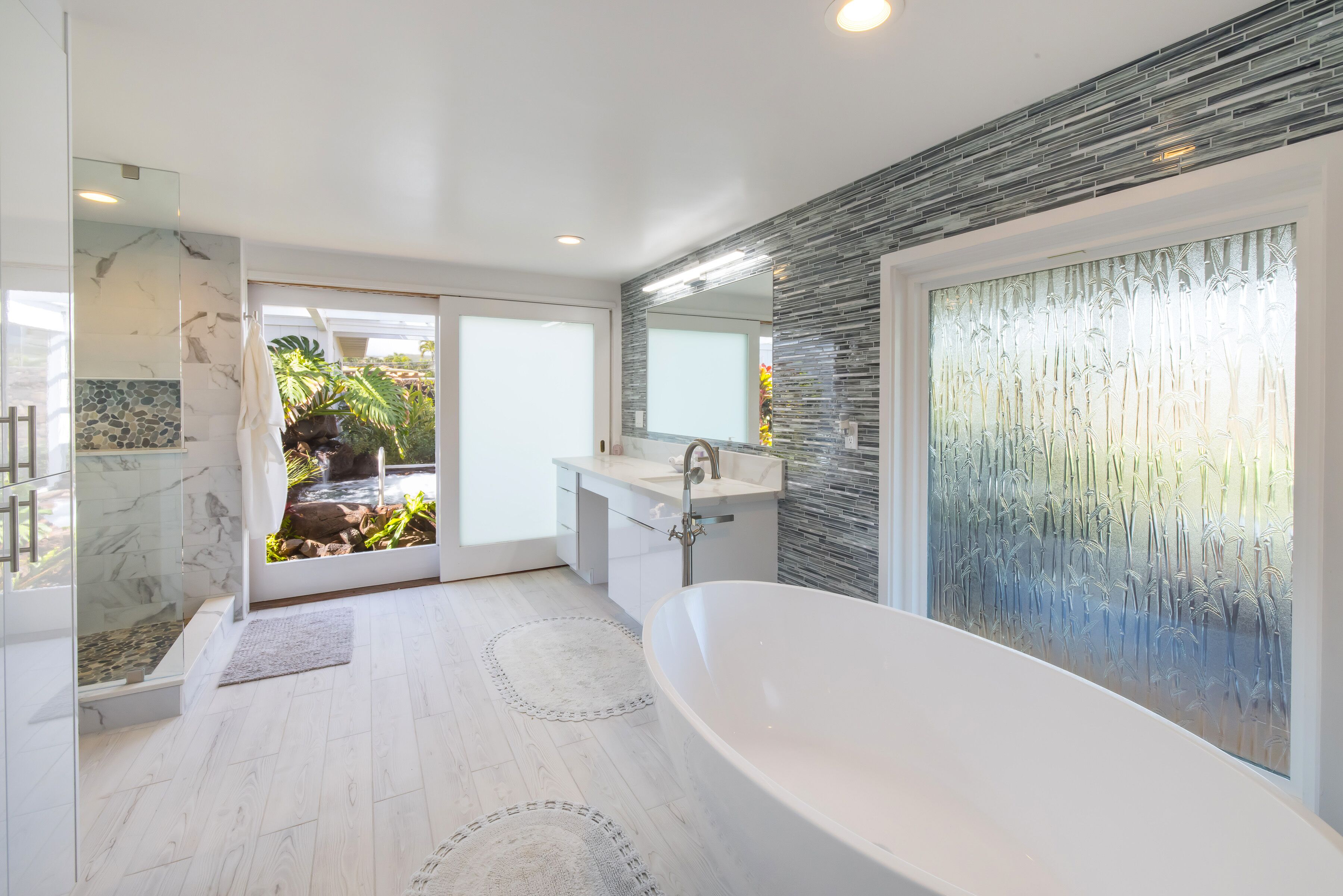 Bathtub, hair dryer, towels, soap
