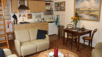 Smart TV, DVD player, books, music library