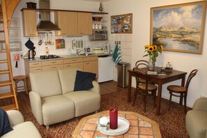 Smart TV, DVD player, books, music library