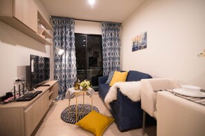 Comfort Apartment, 1 Bedroom | Living area | LED TV - Apartment BTS On Nut, Convenience Store Nearby - bkmono3 (Bangkok)