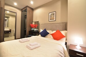 Comfort-Apartment, 1 Schlafzimmer | 1 Schlafzimmer, Verdunkelungsvorhänge, kostenloses WLAN, Bettwäsche