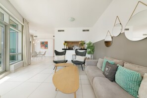 Deluxe Apartment, 2 Bedrooms | Interior - Maison Privee - Central Dubai Apt w/Danish Twist & Burj Khalifa Vws (Dubai)