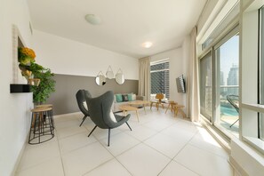 Living area - Maison Privee - Central Dubai Apt w/Danish Twist & Burj Khalifa Vws (Dubai)