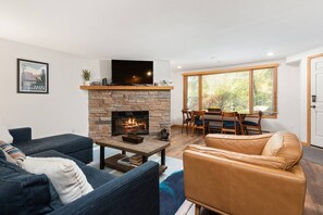 TV, fireplace - Great Snowmass Location!  Walk to Mountain, Dining, Shops | Fitness Room, Outdoor Pool & Hot Tubs (Snowmass Village)