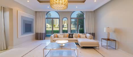 Deluxe Villa, 6 Bedrooms | Living area | Flat-screen TV