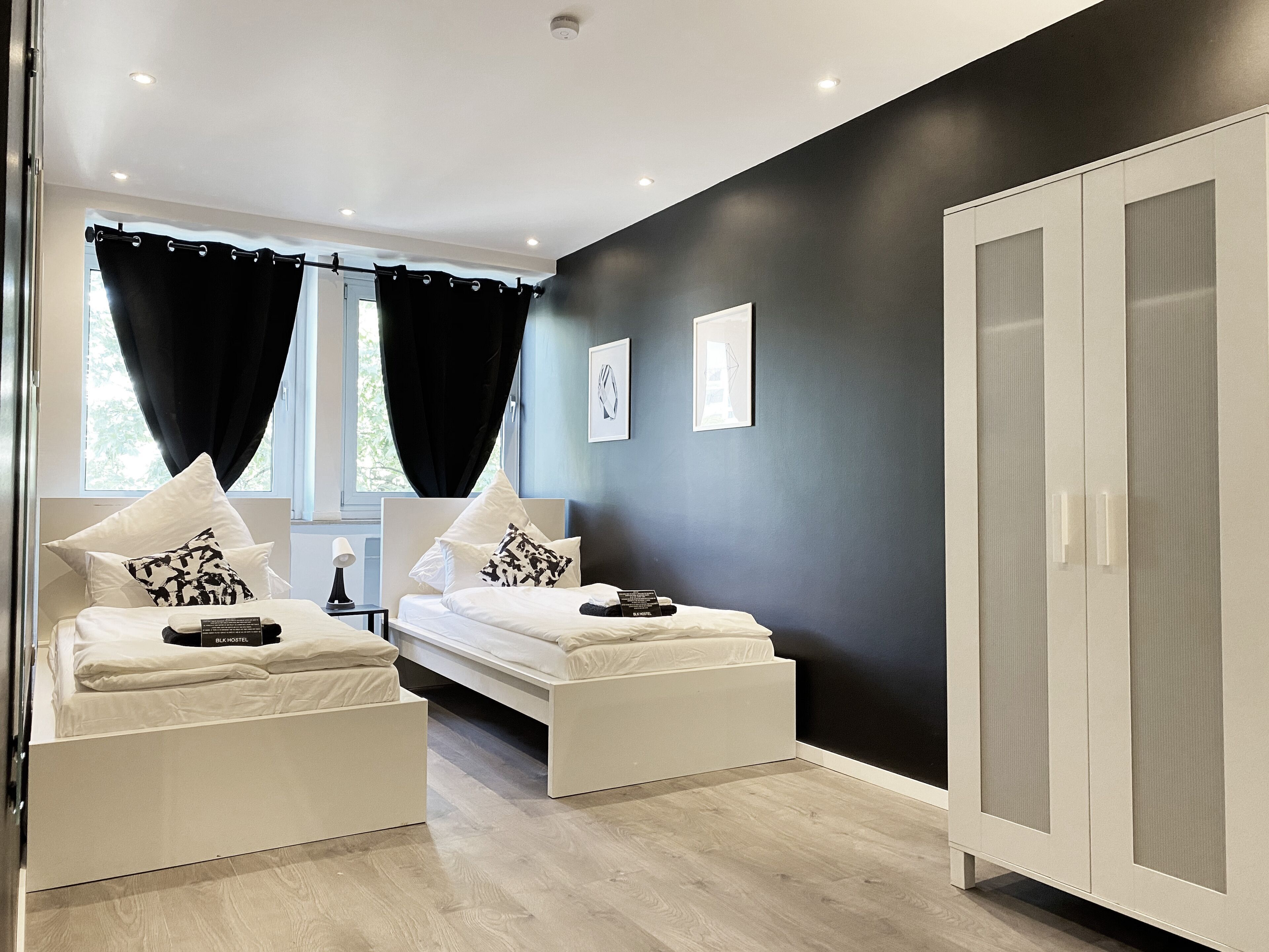 Hypo-allergenic bedding, desk, laptop workspace, soundproofing