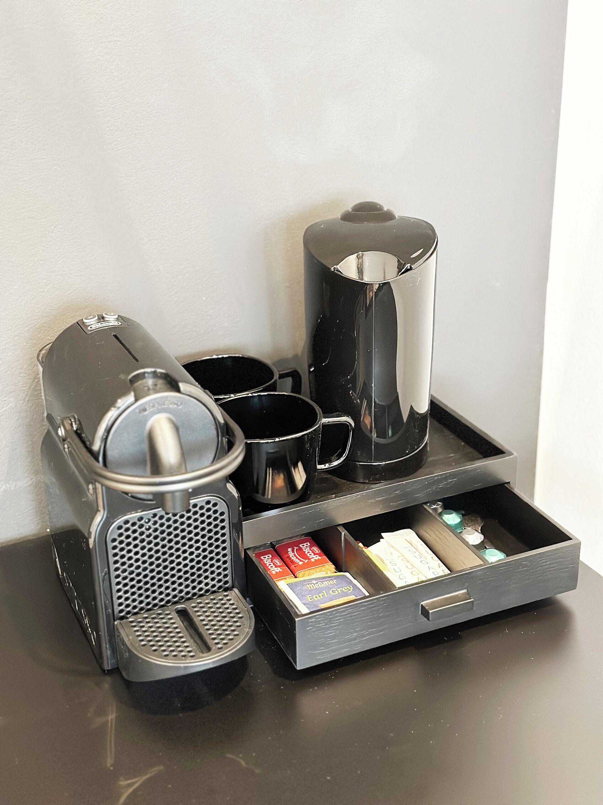 Hypo-allergenic bedding, desk, laptop workspace, soundproofing