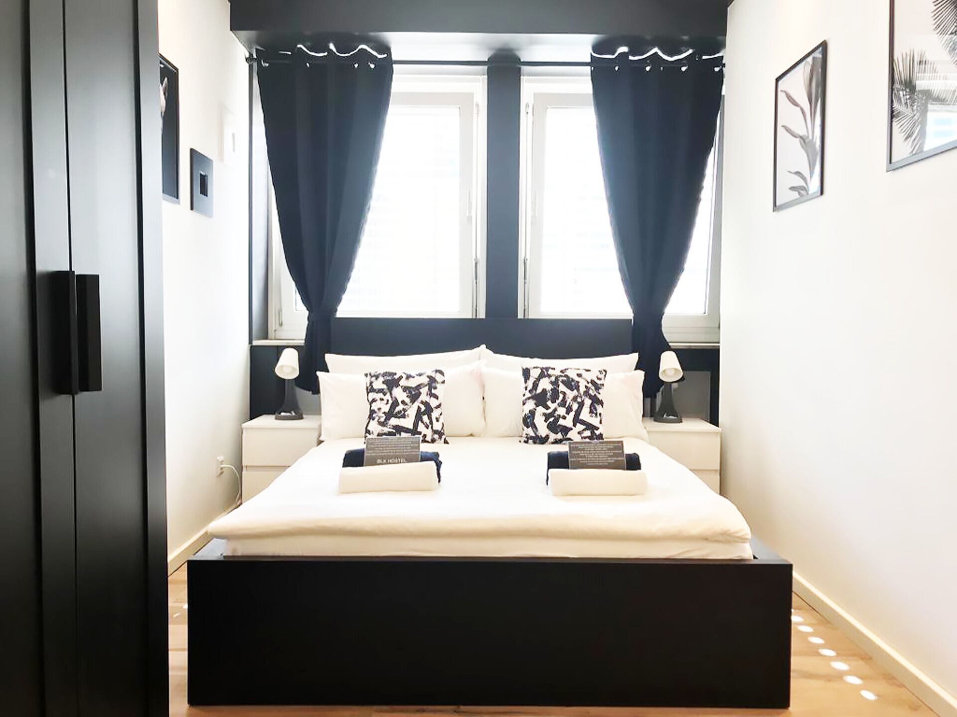 Hypo-allergenic bedding, desk, laptop workspace, soundproofing