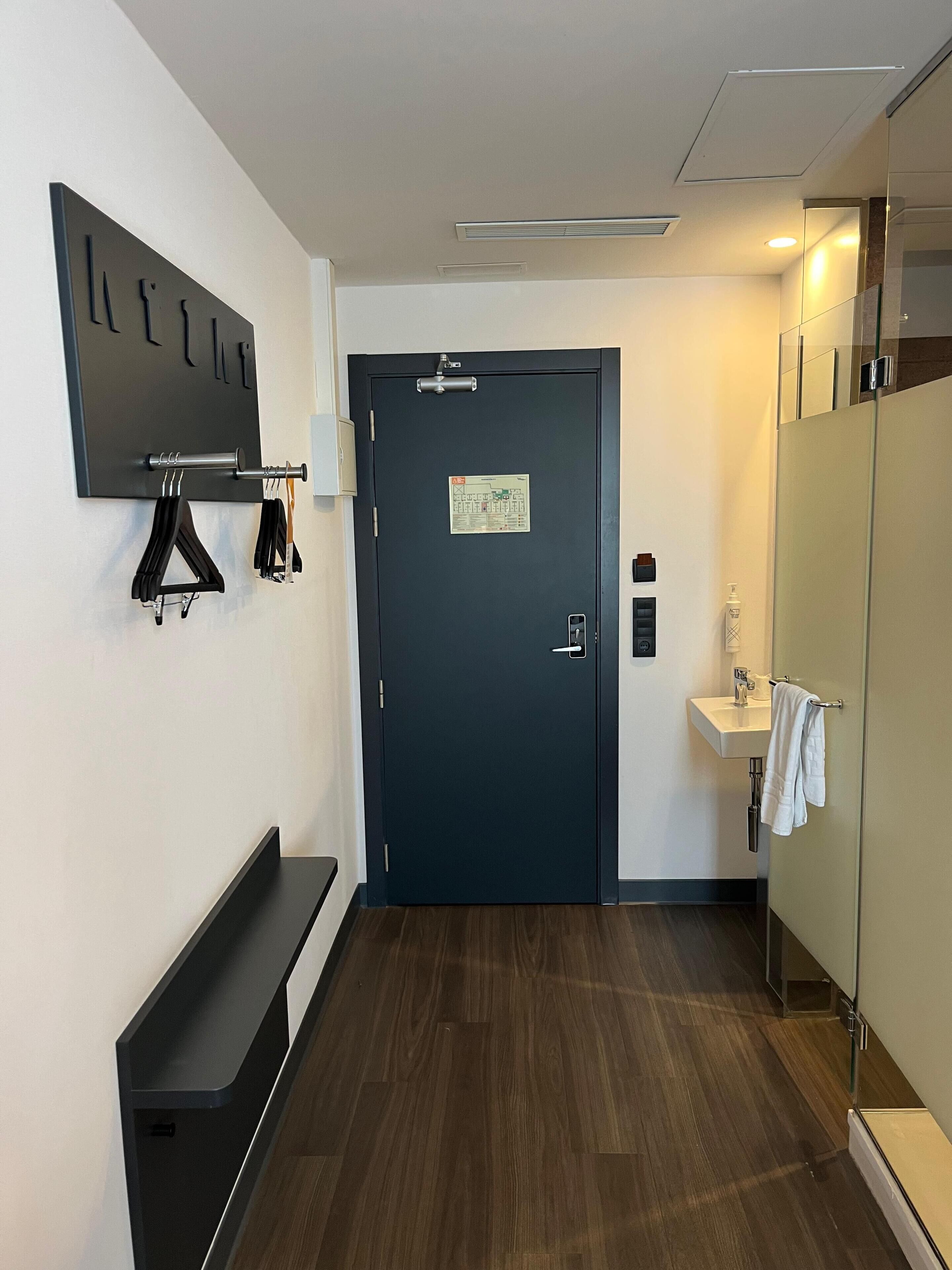 Desk, blackout curtains, soundproofing, iron/ironing board