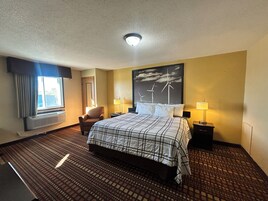 Escritorio, tabla de planchar con plancha, wifi gratis y ropa de cama